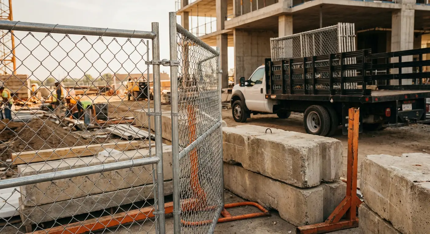 Commercial temporary fencing installation site in Greenwich, CT