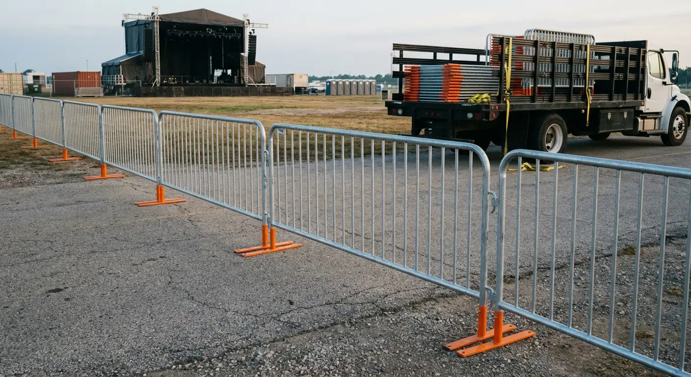 Crowd control barricade setup in Greenwich, CT