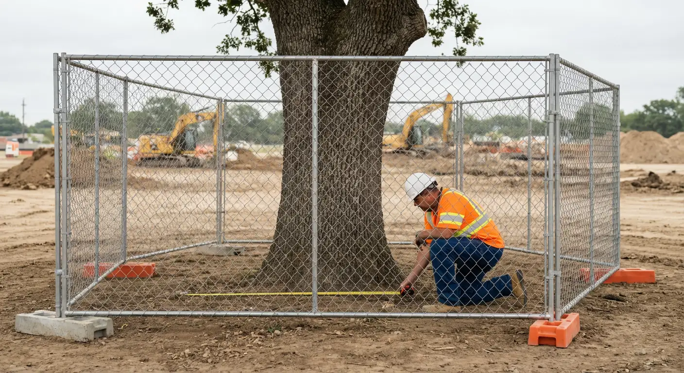 Tree protection zone fencing installation in Greenwich, CT