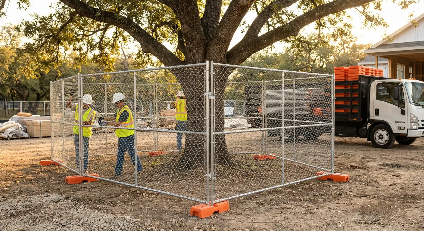 Tree protection zone fencing background in Greenwich, CT