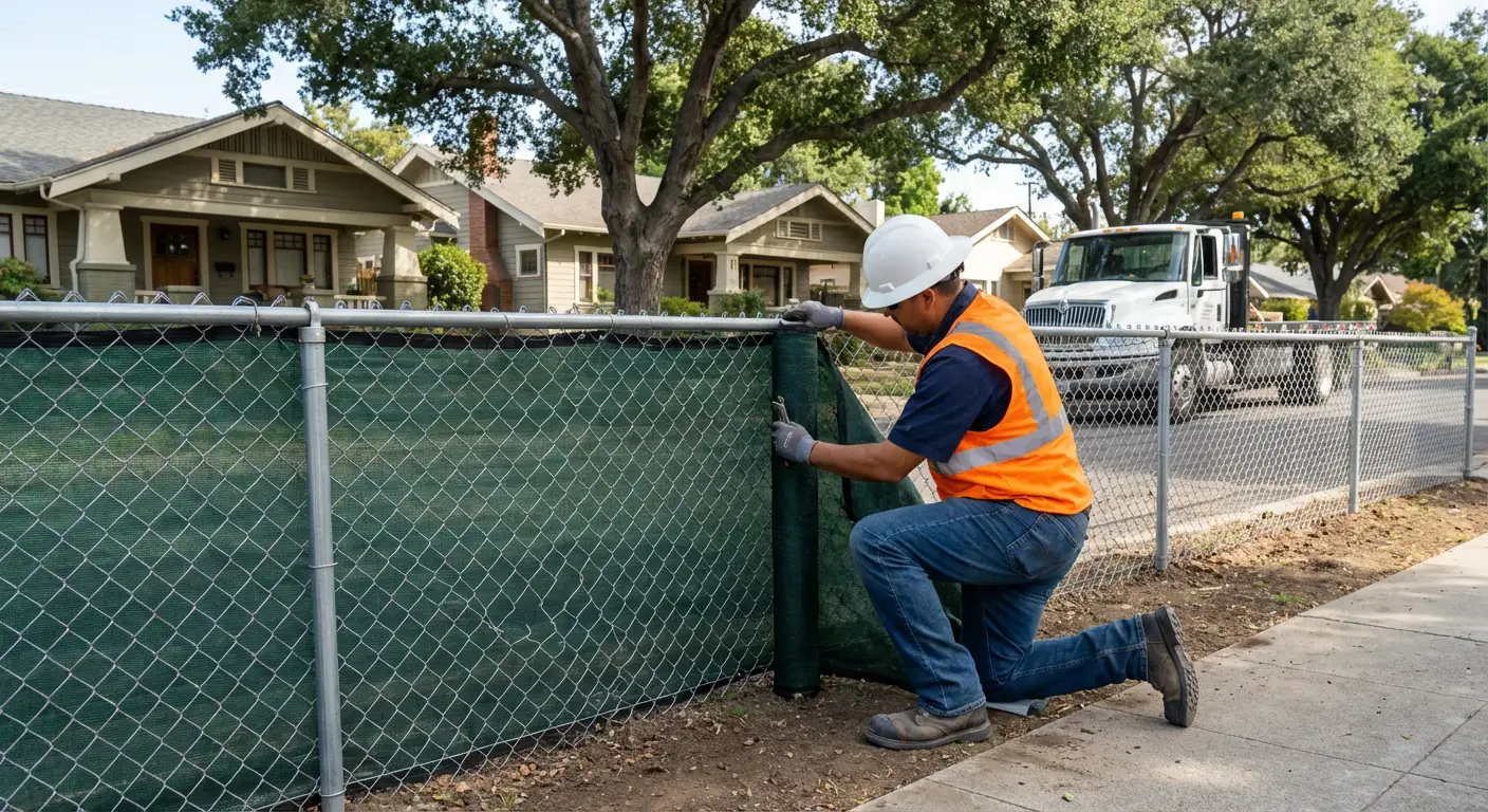 Temporary fence installation in Greenwich