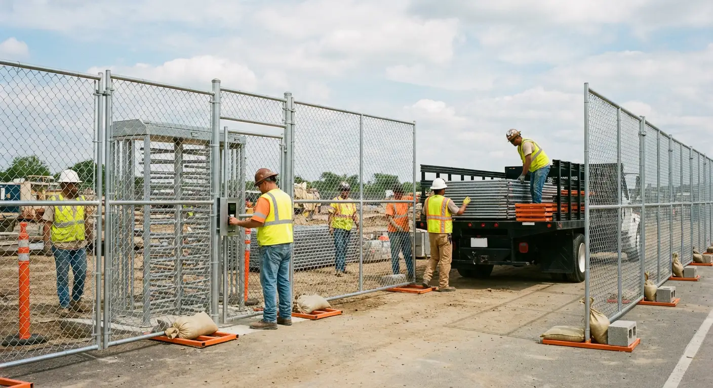 Secure construction site with temporary fencing in Greenwich, CT