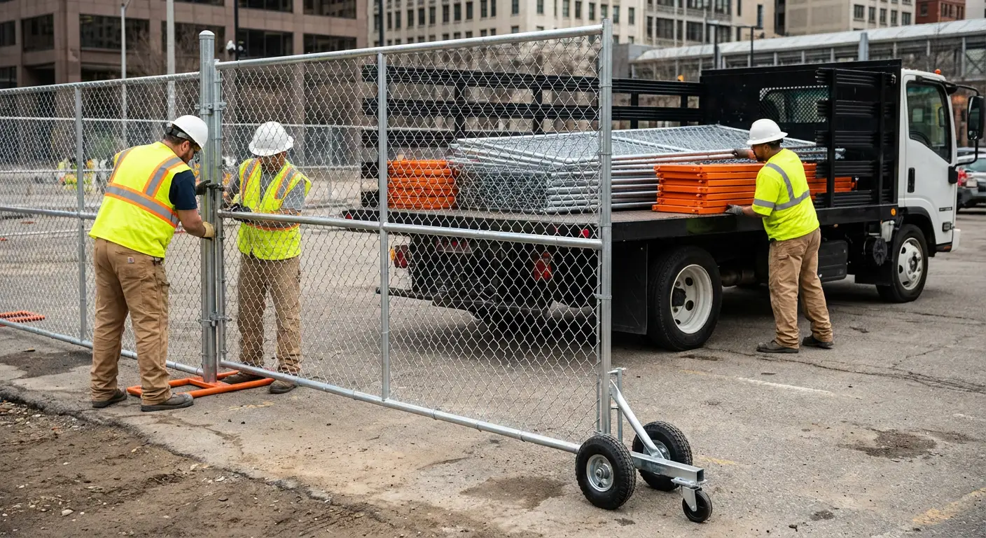 Temporary gate rental installation site in Greenwich